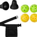 Pickleball Accessories Bundle with 2 Indoor, 2 Outdoor Balls, 2 Picker Upper Ball Retrievers, and 1 Pickle Ball Mesh Waist Hip Bag Carrier - Pickleball Accessory Set for Men, Women