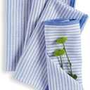 Solino Home Stripe Linen Dinner Napkins Set of 4-100% Pure Linen Cornflower Blue Cloth Napkins 20 x 20 Inch - Carmine, Handcrafted and Machine Washable - Winter, Spring, Easter