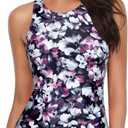 Holipick High Neck Tankini Top Bathing Suit Tops for Women Tummy Control Tank Tops Swimsuits (Small, Purple Floral)
