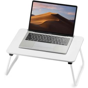 FISYOD Foldable Lap Desk, Laptop Bed Desk, Portable Bed Table, Laptop Stand for Bed & Couch, Lightweight & Mini - White