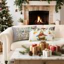 Artscope Christmas Oh Holy Night Merry Bright Jesus Wreath Throw Pillow Covers 12x20 Inch Set of 4, Winter Hoilday Christmas Decoration Pillow Cases for Home Sofa Couch Decor-Grey