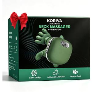 Neck Massager with Heat, 4D Bionic Finger Neck and Shoulder Massager, Hands-Free Cordless Deep Tissue Kneading Massager for Muscle Relaxation, Gifts for Women Men, Green