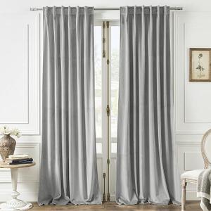 Velvet Curtains 90 inches 2 Panels, Silver Grey Light Blocking Curtains for Bedroom Living Room Thermal Insulated Luxury Super Soft Window Drapes,Back Tab & Rod Pocket,W52 x L90 inches