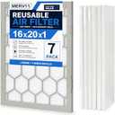 OlitAir 16x20x1 MERV 11 Air Filter,AC Furnace Air Filter,Reusable ABS Plastic Frame, 7 Pack Replaceable Filter Media (Actual Size: 15 3/4" x 19 3/4" x 3/4")