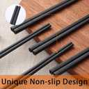 HIWARE 10 Pairs Fiberglass Chopsticks - Reusable Chopsticks Dishwasher Safe, 9 1/2 Inches - Black