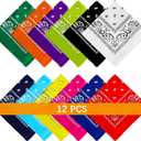 AURUZA 12-44pcs Bandanas for Men Women Paisley Large Bandana Black Red White Head Wrap Headbands Cowboy Handkerchief