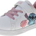 Disney Lilo & Stitch Sneakers Lace Up Lightweight Breathable - Stitch Shoes for Girls (12 Little Kid, White Pink)