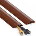 Floor Cord Cover 4ft, Brown Walnut Wood Cord Hider Floor Hide Extension Cords, Floor Cable Management Floor Cable Cover Wire Covers for Cords, Cable Protector Cord Cavity W0.6in x H0.32in (L-D50P - 4ft)