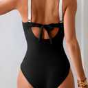Eomenie Women's One Piece Swimsuits Tummy Control Ruched Push Up Bathing Suit Tie Back Slimming Swimwear White and Black, XL