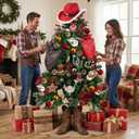 Western Christmas Tree Decorations Ornaments for Christmas Tree Cowboy Hat Xmas Ornament for Holiday Country Party Home Decor(Red)