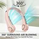 Portable Neck Fan, 360° Cooling Personal Fan with 5 Speeds, USB Rechargeable Wearable Neck Fan, Hands Free Bladeless Fan, Twistable, Mini Portable Fan, Gifts for Men Women Mom Dad, Pink