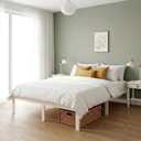 14 in Bamboo Platform Bed Frame with Tall Headboard, Queen
