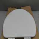 Mayfair Linden Slow Close Toilet Seat, Non Slip Heavy Duty Wood, Easy Install, Elongated, White