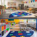 Drydiet Classroom Rug Elementary Educational Daycare Rug 6.6X 6.6 ft Large Preschool Carpet for Classroom Grouptime Shapes Playmat for Nursery School Early Learning