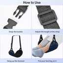 Airplane Foot Hammock, Portable Airplane Footrest to Relax Feet, Adjustable Foot Hanger for Long Trip Home Office, Travel Essentials, Navy