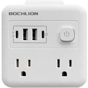 Multi Plug Outlet Extender with USB - Surge Protector Splitter 4 USB Wall Charger - Multi Plug Outlet Splitter, Widely Spaced Outlet for Travel, Home, College Dorm Room (White)