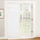 RYB HOME Linen Blended French Door Window Curtains, Room Darkening Tricia Door Shades Blinds Portable for Patio/Office/Classroom Privacy, W 26 x L 72 inch, 1 Panel, White