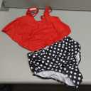 Women High Waisted Bikini Swimsuit Plus Size Flounce Top Vintage Tummy Control Bottom Two Piece Tankini Bathing Suits (Small, Wine Red)