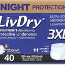 LivDry Adult Incontinence Underwear, Overnight Comfort Absorbency, Leak Protection (XXX-Large (40 Count) 4 packs of 10)
