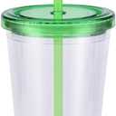 CAPIJIONG 450ml/15.5oz Double-Layer Cup With Lid, Transparent Straight Cup-K-style