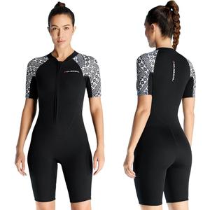 Mens Wetsuit Women Adult Shorty 2MM Neoprene Wet Suit Diving Scuba Surfing Suits, One Piece Short Sleeve Thermal Wetsuits Back Zip Swimsuit for Snorkeling Kayaking Swimming Aerobics Water Sports (Large, New 3MM Women Black)