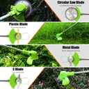Electric Weed Wacker Cordless with Wheels, 2pcs Batteries&4 Types Blades,Lightweight, Low Noise Weed Trimmer 21V stringless Weed Wacker, Grass Trimmer/Brush Cutter/Edger, for Thick Weeds&Yard Garden