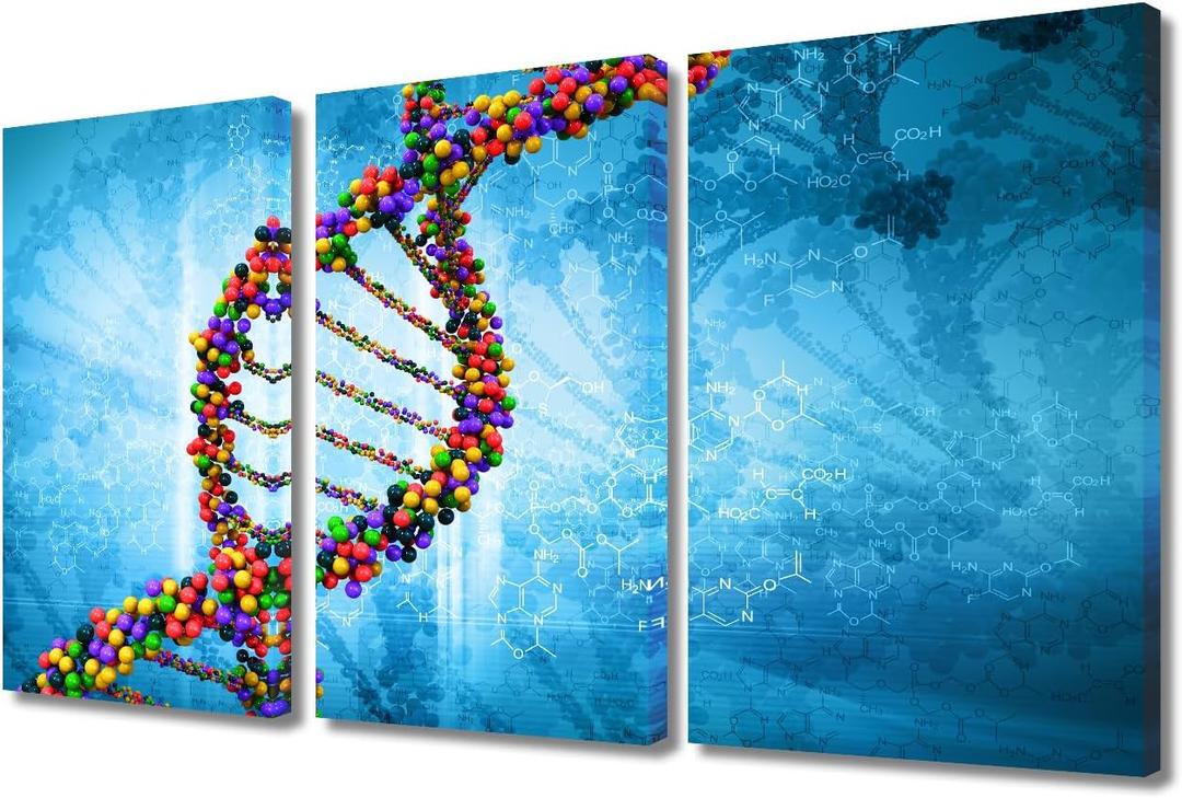 Modern Chemistry Canvas Wall Art for Doctor Living Room Office Wall Decor Spherical Spiral DNA Poster Prints for Medical Researchers Studio Wall Artwork Printng Stretched Ready to Hang 36x24 in