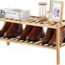 2-Tier Bamboo Shoe Rack for Entryway, Stackable | Heavy Duty | Multi-Function, Free Standing Shoe Racks for Bedroom Hallway Closet