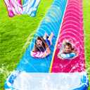 JOYIN 22.5FT Water Slide and 2 Inflatable Boards, Extra Long Heavy Duty Double Lawn Waterslide with Sprinkler for Kids Adults Backyard Summer Water Toy Outdoor Fun, Blue, Pink