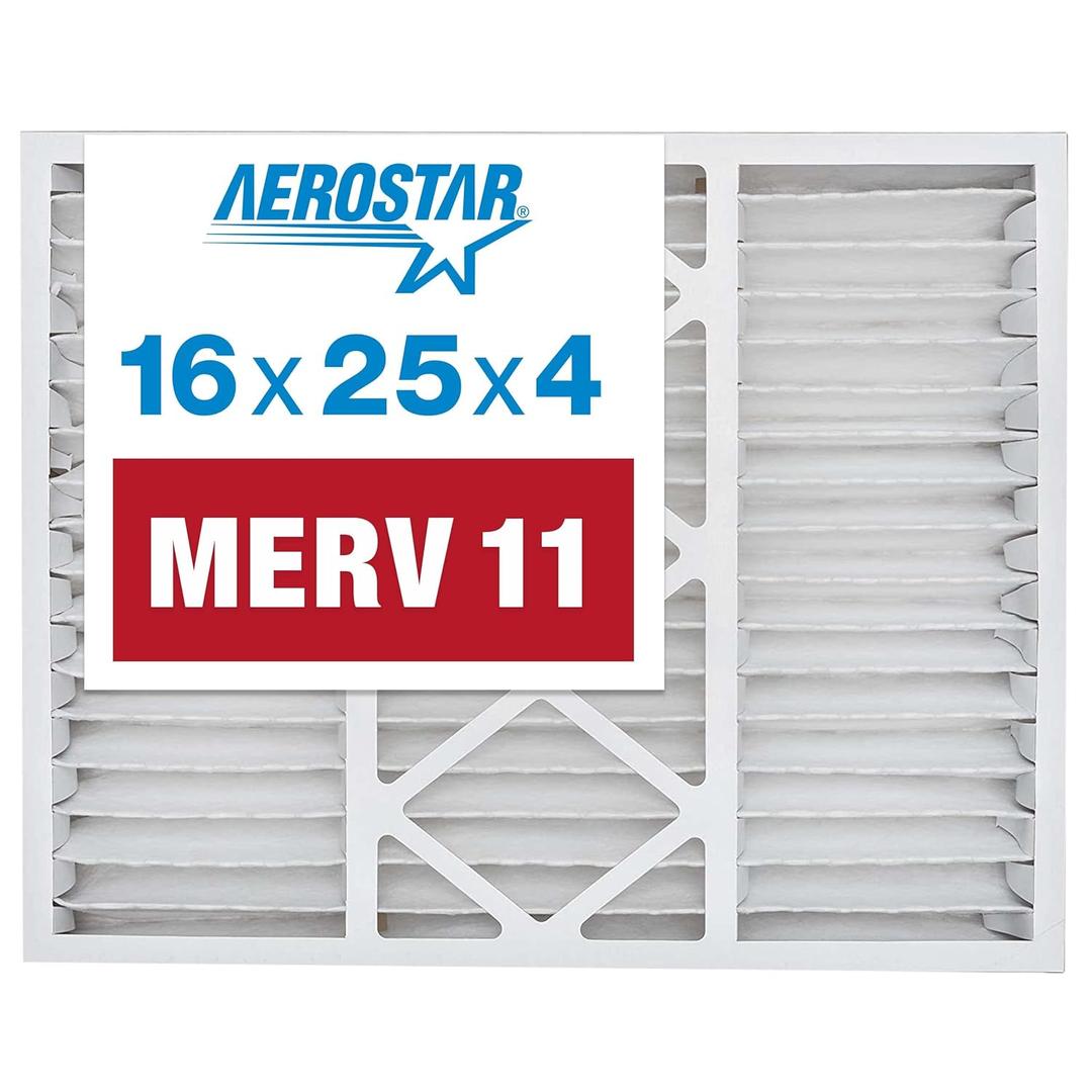 Aerostar 16x25x4 MERV 11 Pleated Replacement Air Filter for Honeywell FC100A1029, 1 Pack (Actual Size: 15 7/8" x 24 3/4" x 4 3/8")