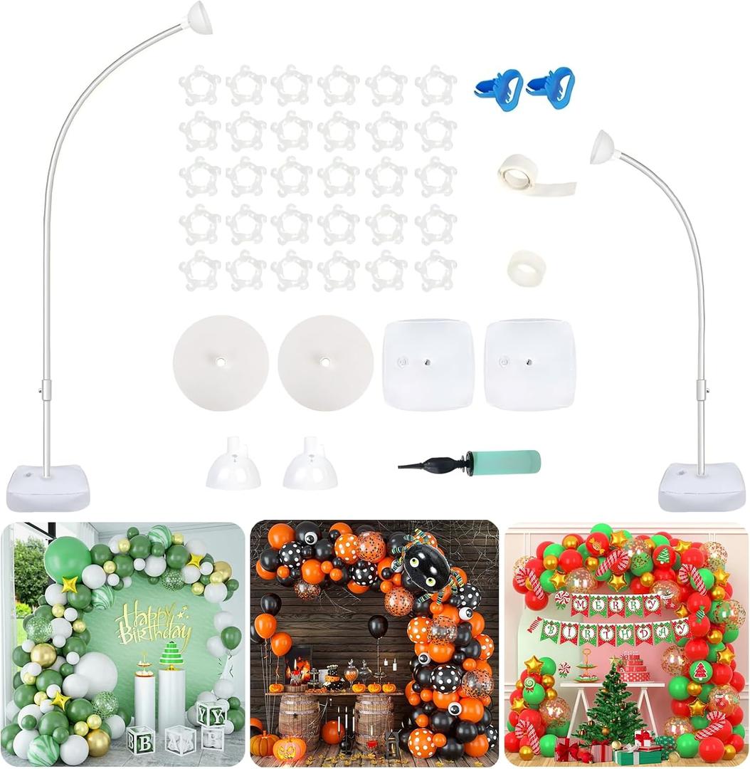 Bazen Upgraded 8.2ft & 5ft Balloon Arch Kit with Base, White, PVC Material, Round Shape, Perfect for Wedding, Baby Shower, Birthday Parties