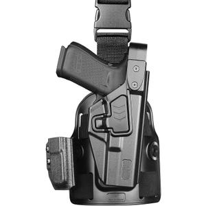 GUN & FLOWER Drop Leg Holster for Glock 17/19/19X (Gen3-5), Glock 22/23/31/32 (Gen3-4), Glock 44/45 w/TLR1/ TLR-1 HL/TLR-1 HL-X/TLR-1 HP-X, Level 2 Retention + Mag Holes - Optic Cut