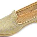 Chandrakala Punjabi Jutti for Mens Shoes Wedding Khussa Traditional Handmade Ethnic Loafers (MF106-P) (8.5, Off White-Floral)