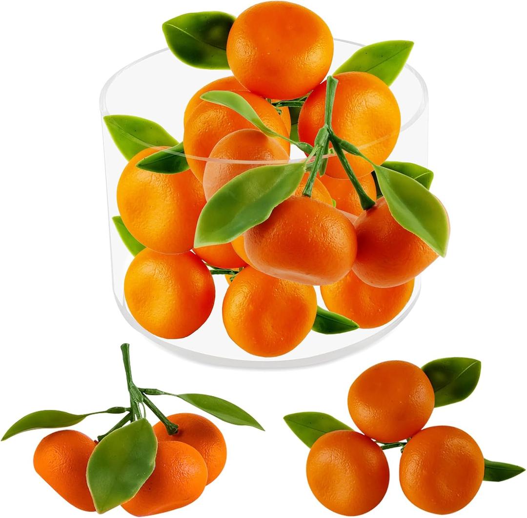 Artificial Orange Decor, 5 Pack Simulation Lifelike Artificial Mini Orange Realistic Fake Fruits Oranges Photography Props for Home Office Kitchen Harvest Decoration (Mini Orange, 5pcs)