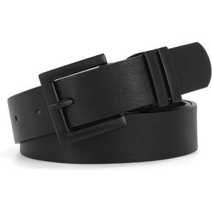 SANSTHS Women's Leather Belt for Jeans Pants Dresses Fashion Ladies Belt Square Gold/Silver Buckle Waist Belt for Women (L: Fit Waist Size 37-41 Inches)