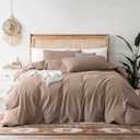 Tan Duvet Cover Queen Size - Extra Cozy Bedding- 160 GSM Ultra Soft Duvet Cover Set with 2 Pillow Shams - 3 Pieces - Comforter Not Included (Queen (90"x90"))
