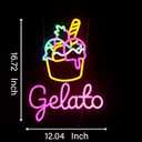 Ice Cream Neon Sign Gelato Neon Sign Dimmable Wall Decor for Store Game Room Kids Room Party Decoration 17.6 * 13.2 Inch