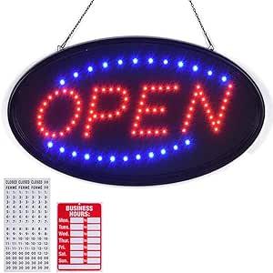 KEBE LED Open Sign, 23" x 14" Large High Visibility Advertisement Board Bright Electric Display Sign Flashing Light for Walls Business Window Bar Shop Hotel