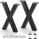 Bench Legs 16 Inch X-Shape Metal Bench Legs Sturdy Metal Coffee Table Legs, Set of 2, Black