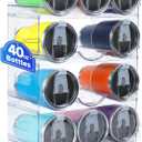 [Large Compartment] Water Bottle Organizer for Stanley 40 oz, 4 Pack Stackable Water Bottle Organizer, Clear Water Bottle Holder for Tumbler Travel Mug Cup, Kitchen Pantry Organization and Storage