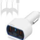 BatPower CPD2 High Power Delivery 120W USB-C Laptop Car Charger Compatible with New MacBook Pro Air USB C Laptop HP Dell Razer Surface Vehicle Charger DC 12v-24v auto Power Supply with Dual USB QC3.0 (White)