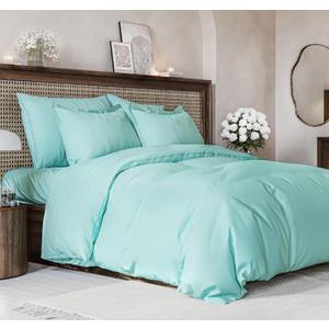 Duvet Cover King Size Set - Extra Soft King Size Duvet Cover 104 x 90 with 2 Pillow Shams - Hotel Luxury, Easy Care and Fade Free w/ Zipper Closures & Ties - Comfy Breathable Bedding Set (Spa Blue)