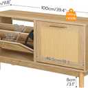 HOOBRO Shoe Storage Bench, Rattan Entryway Bench with 2 Flip Drawers, 39.4'' Hidden Shoe Cabinet with Adjustable Shelves, Comfort Seat Holds 300lb, Large Capacity Fits 8-12 Pairs, Natural NL51HX01