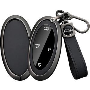 Soft Leather Car Key Fob Cover Compatible with Hyundai Tucson Kona Ioniq 5 6 Palisade 2025 2026 Grandeur GN7 Santa Fe Cruz Elantra N 2024 Durable Key Fob Case Key Holder Key Shell Case-A Black