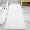 LOCHAS Bathroom Rugs, 24" x 60" Long Bath Rug, Non Slip Washable Bathroom Runner Rug Soft Thick Absorbent Bath Mat for Shower, Shaggy Plush Luxury Large Bath Rug, White