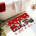 Christmas Rug Mat Winter Snowflake Xmas Village Bathmat Absorbent Bathroom Mat for Holiday Kitchen Living Room Decoration, 16.5 x 29.5 in