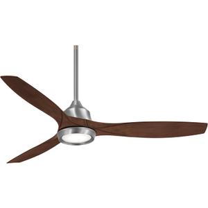 Minka-Aire F749L-BN Skyhawk 60 Inch LED Ceiling Fan with Carved Wood Blades, Integrated LED Light and DC Motor in Brushed Nickel Finish