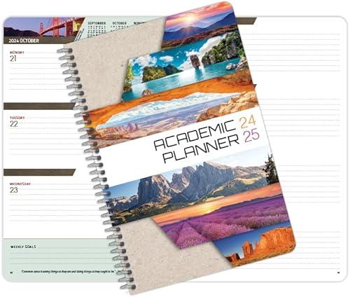 Dated High School Student Planner 2024-2025 Academic School Year, Small (5.5" by 8.5") Block Style Datebook with Campus Cover