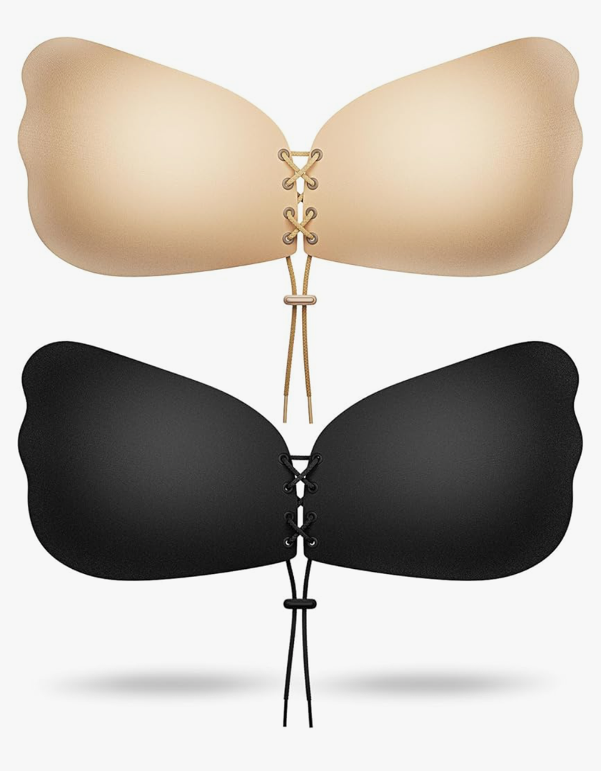 Sticky Bra, Backless Sticky Push Up Bra Adhesive, Invisible Seamless Strapless Bras for Women Reusable 2 Pair
 24