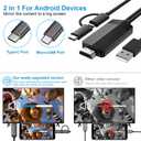 Weton 2-in-1 USB Type C Micro USB Android Phone to TV HDMI Cable, MHL to TV HDMI Adapter 1080P HDTV Mirroring & Charging Cable for Android Smartphone Tablets to Projector Monitor, 6.6ft